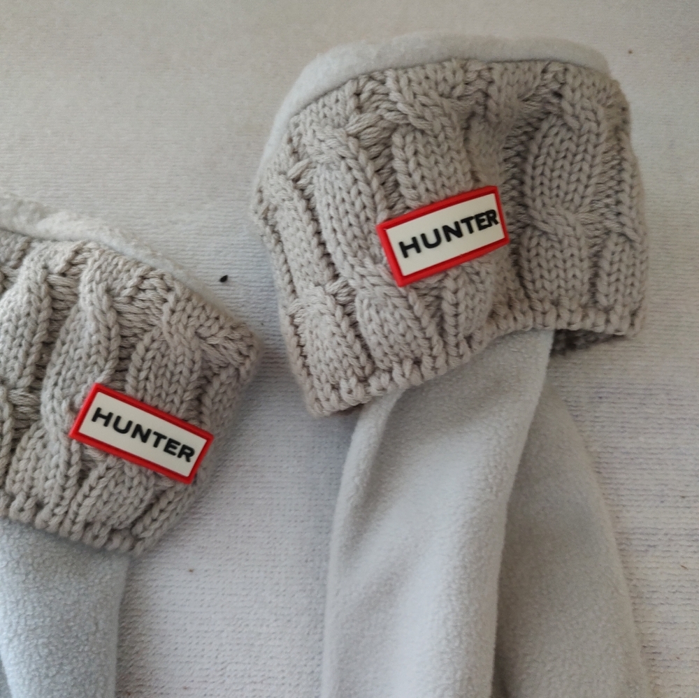 Hunter Taupe Cable Knit Tall Boot Liner Socks Women's Size M